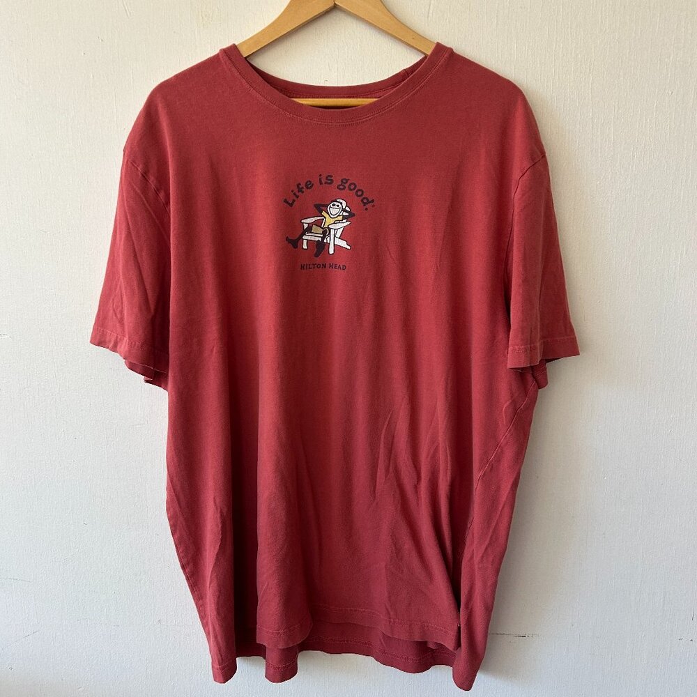 Life is Good Hilton Head T-shirt Mens XXL Red Rust Short‎ Sleeve Tee